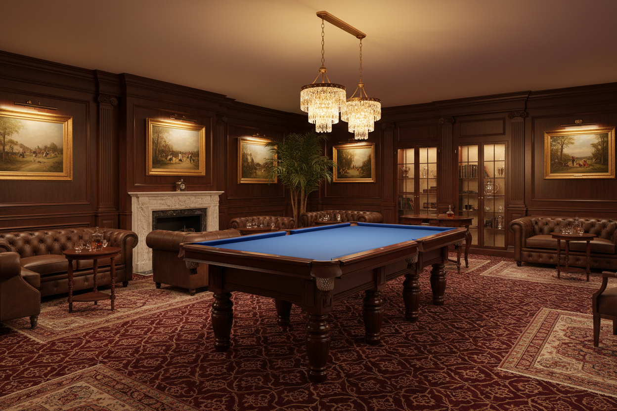 台球室满铺地毯高档奢华