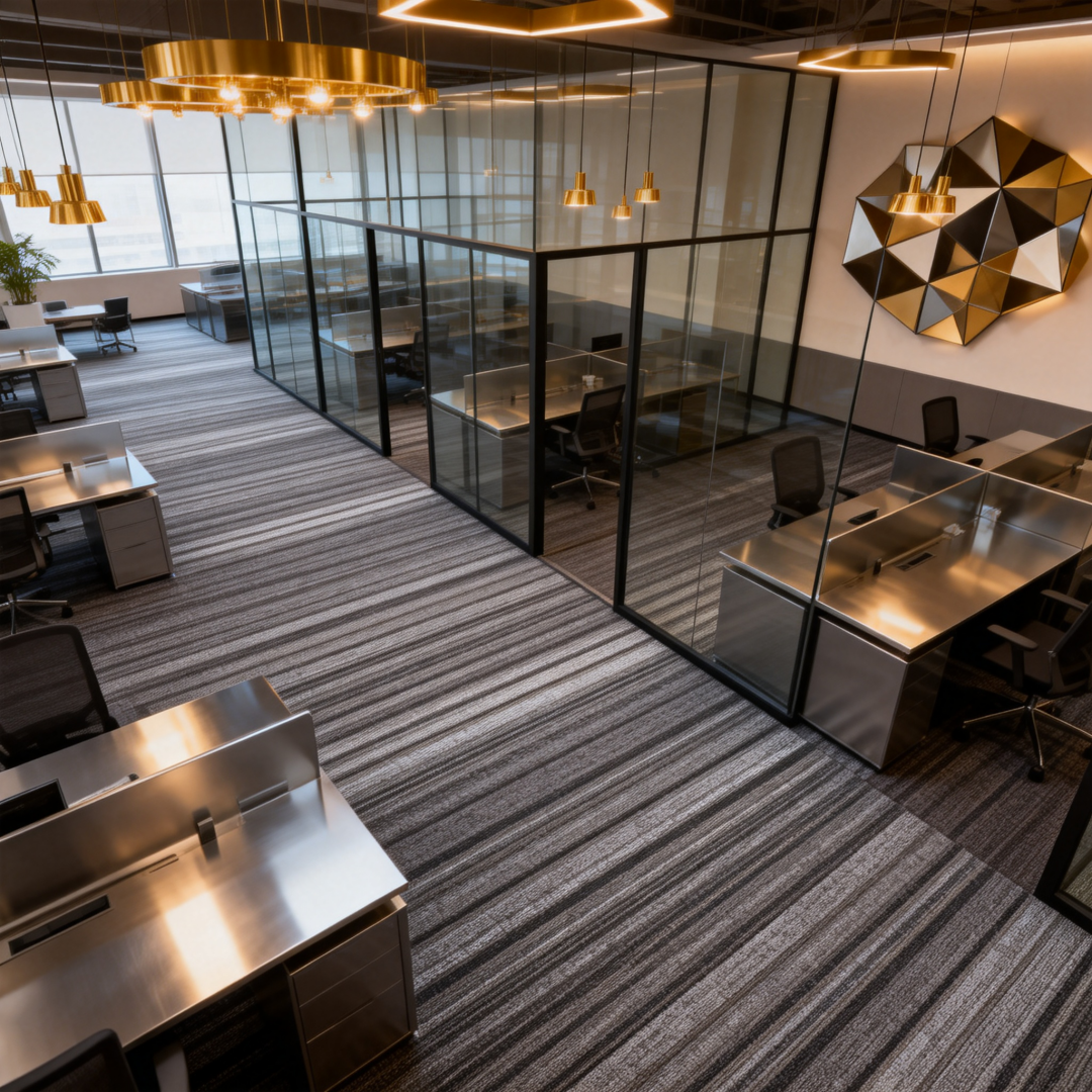 Collection - B1 Fire-Rated Polyester Square Commercial Carpet Tile  PVC Backing Modular Flooring - High-Durability Office/Hotel/Retail Custom Carpet