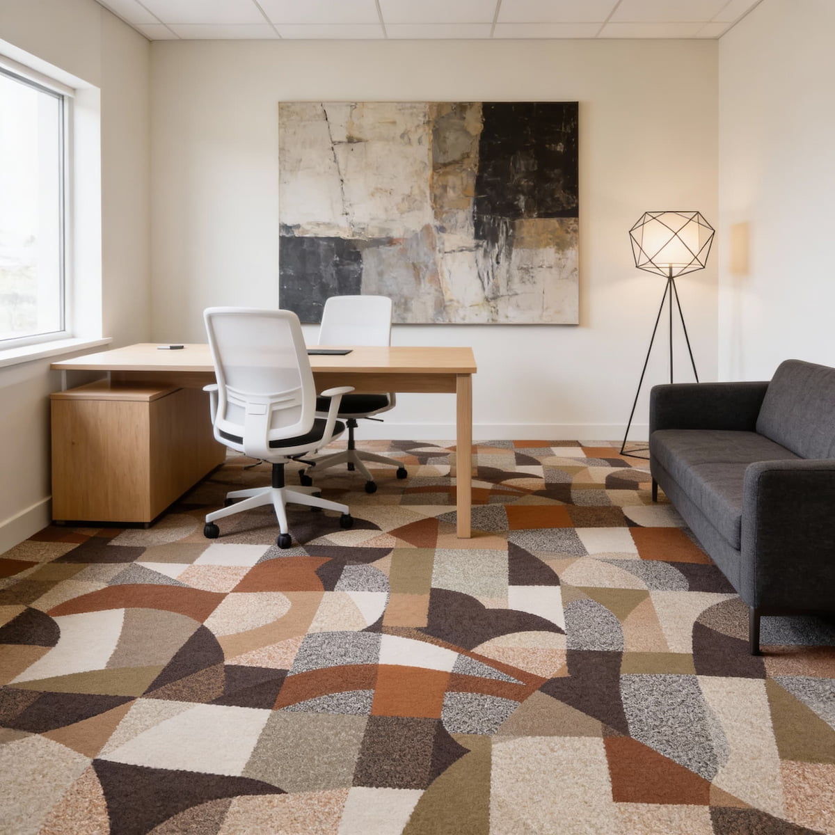 Carpet Tile-Ranch  | 8mm Pile | Fire-Safe Heavy-Duty Polyester  Indoor or outdoor