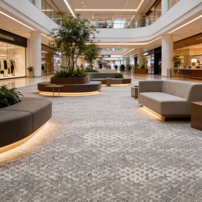 Carpet Tile-Trail  | 6mm Pile | Fire-Safe Heavy-Duty Polyester  Indoor or outdoor